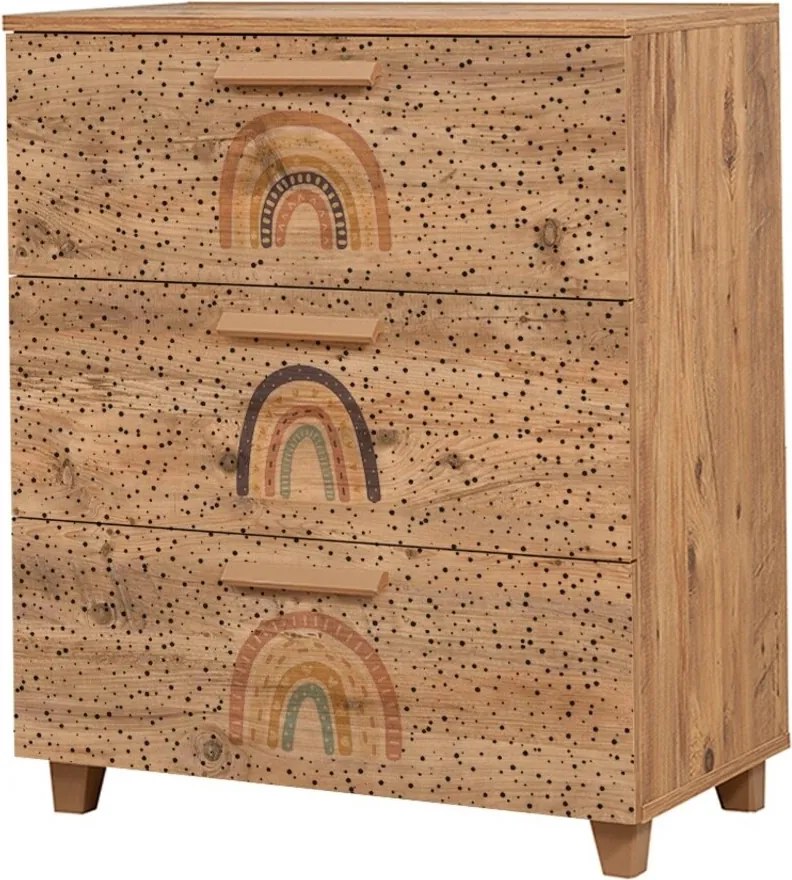 Comoda, Vella, Leva Gravis Rainbow, 80 x 95 x 43 cm, pal melaminat, multicolor