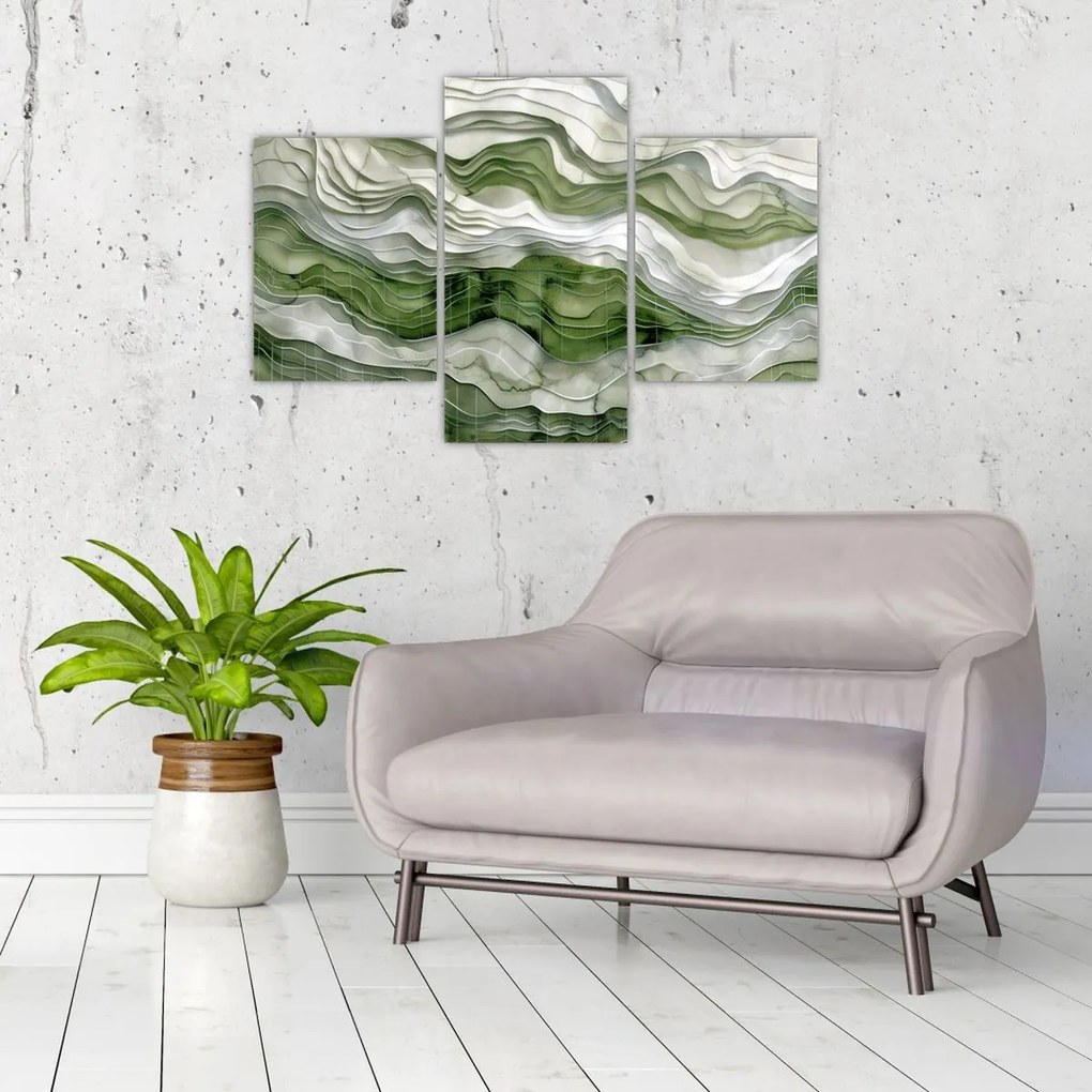 Tablou - Undele verzi și albe (90x60 cm)