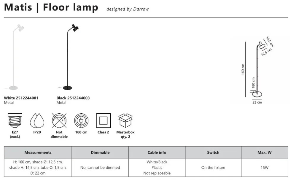 Lampadar/Lampa de podea Design Nordic, Matis negru
