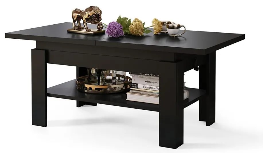 Masă extensibilă de conferință/servire ROY cu blat rabatabil negru