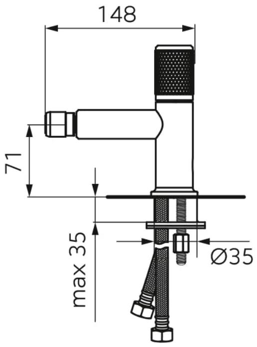 Baterie bideu FDesign Ardesia cu ventil, negru/aur roz - FDSFD1-ARD-6-25