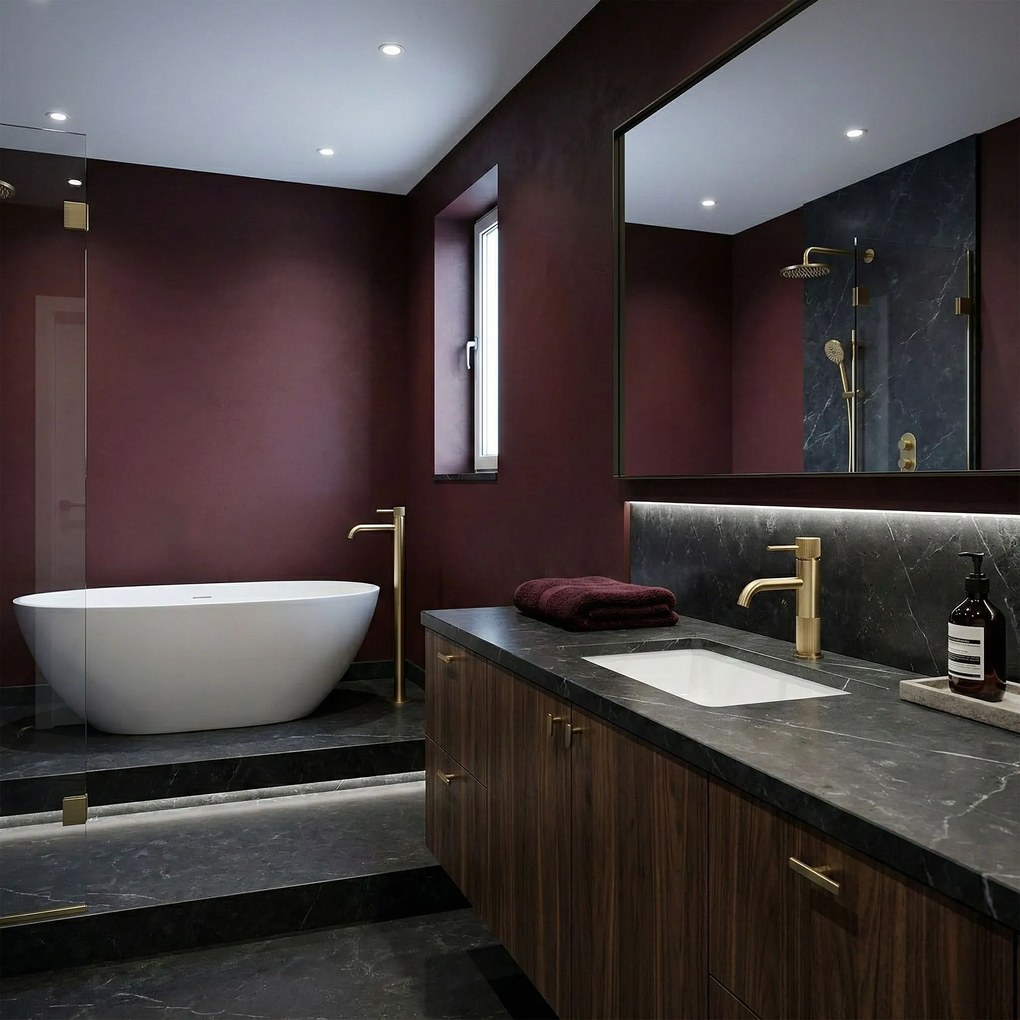 Baterie pentru baie Rea Lungo Stripe Brush Gold Low