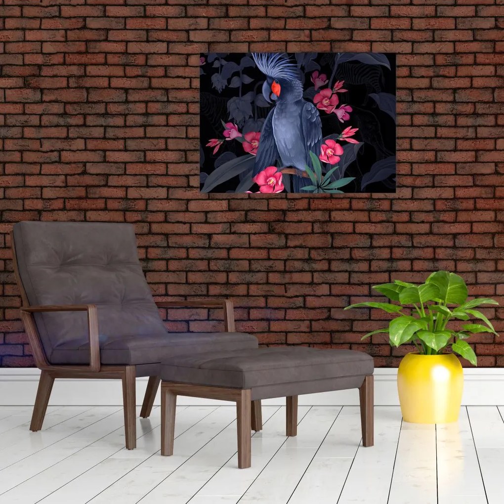 Tablou pe sticlă - Păpădia între flori (70x50 cm)