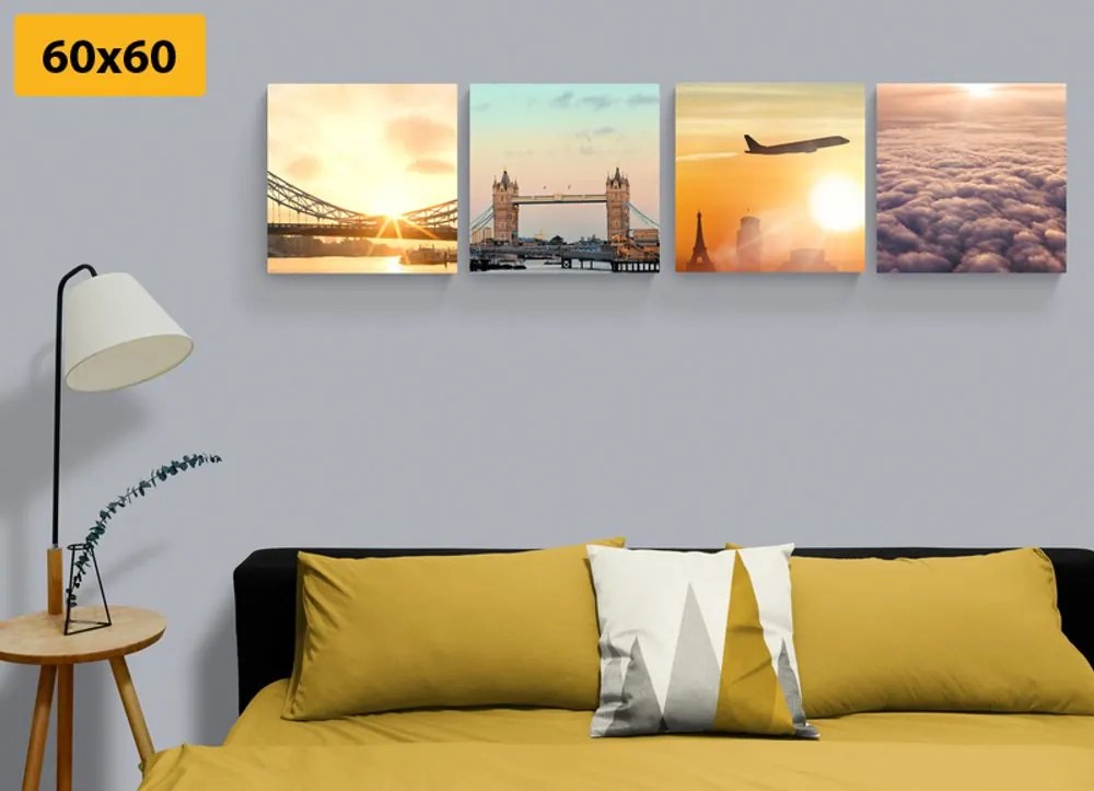 Set tablouri Londra cu răsărit de soare
