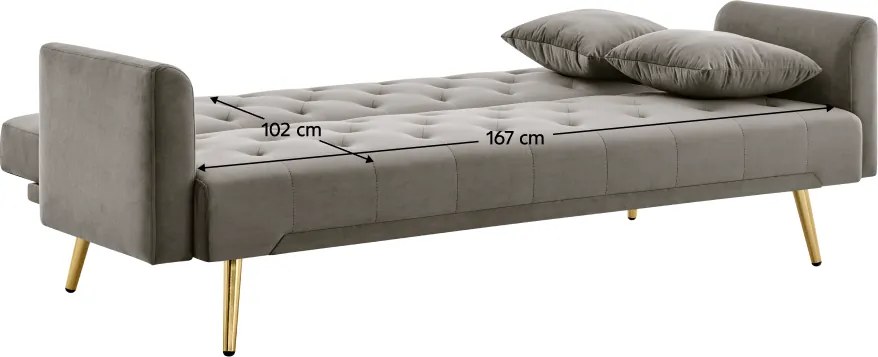 Canapea extensibilă, gri-maroniu Taupe/gold crom-auriu, ALISIA