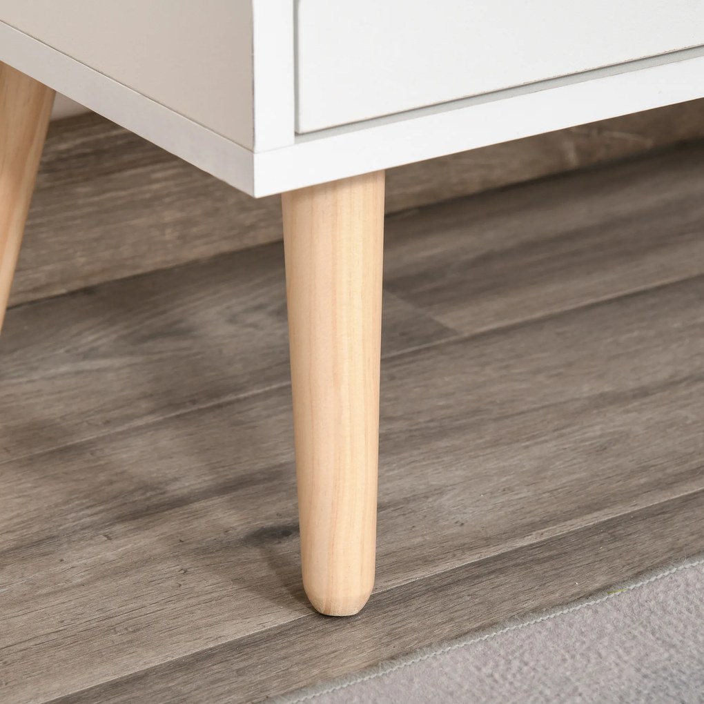 HOMCOM Bufet Mobilier de Depozitare Design scandinav 2 dulapuri sertar culisant Lemn Alb stejar deschis | Aosom Romania