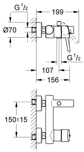 GROHE 32211001 - Baterie de cadă CONCETTO DN 15, crom lucios