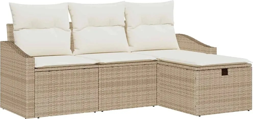 vidaXL Set de canapea cu pernă 4 pcs poliratan