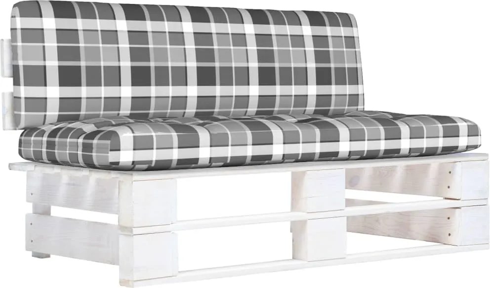 vidaXL Canapea de mijloc de grădină din paleți, alb, lemn pin tratat