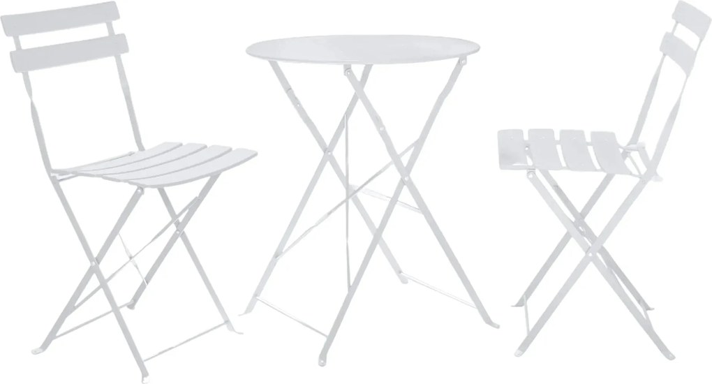 Set gradina OBAX, alb, otel, cu masuta si 2 scaune