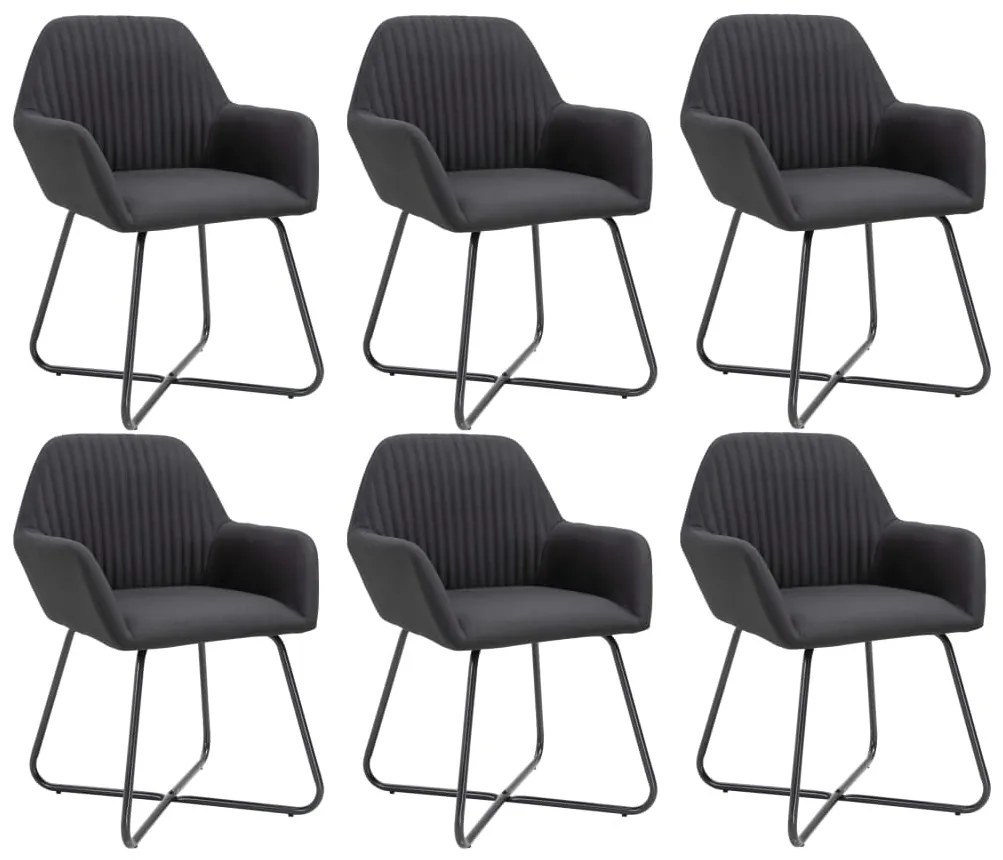 vidaXL Scaune de sufragerie, 6 buc. negru, material textil
