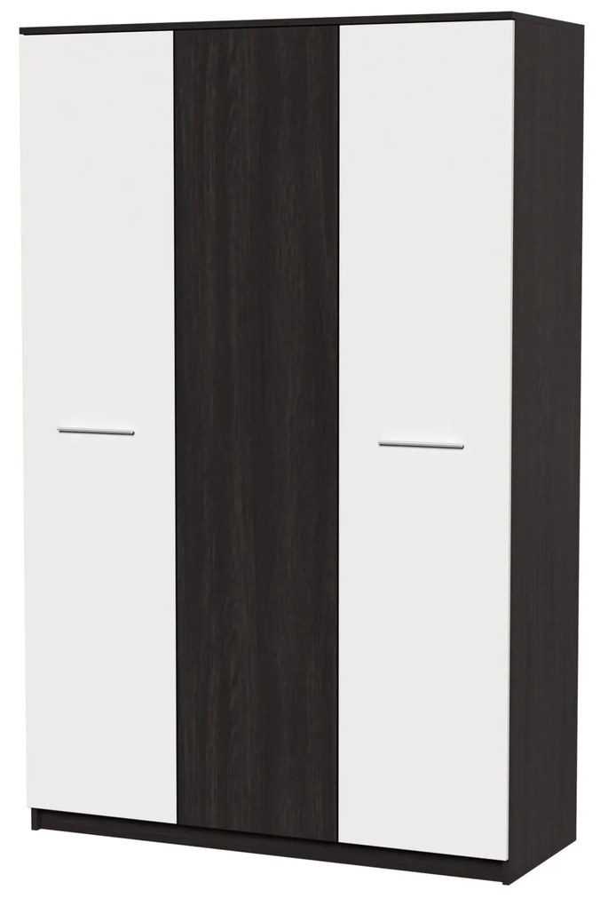 Dormitor Luiza 3U5P, culoare magia (wenge) / alb, cu pat standard 140 x 200 cm, dulap cu 3 usi, comoda si 2 noptiere