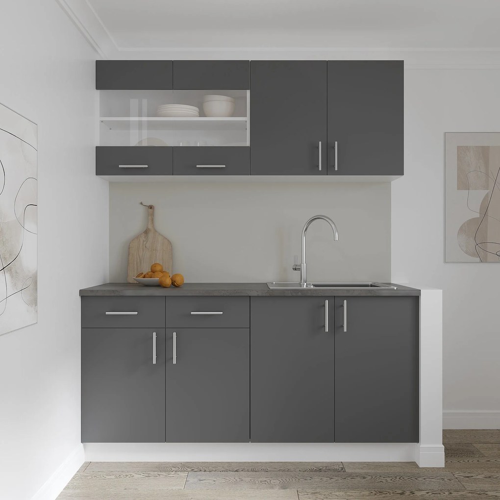 Corp haaus Karo, 2 Usi, cu sticla, Antracit/Alb, 80 x 30 x 60 cm