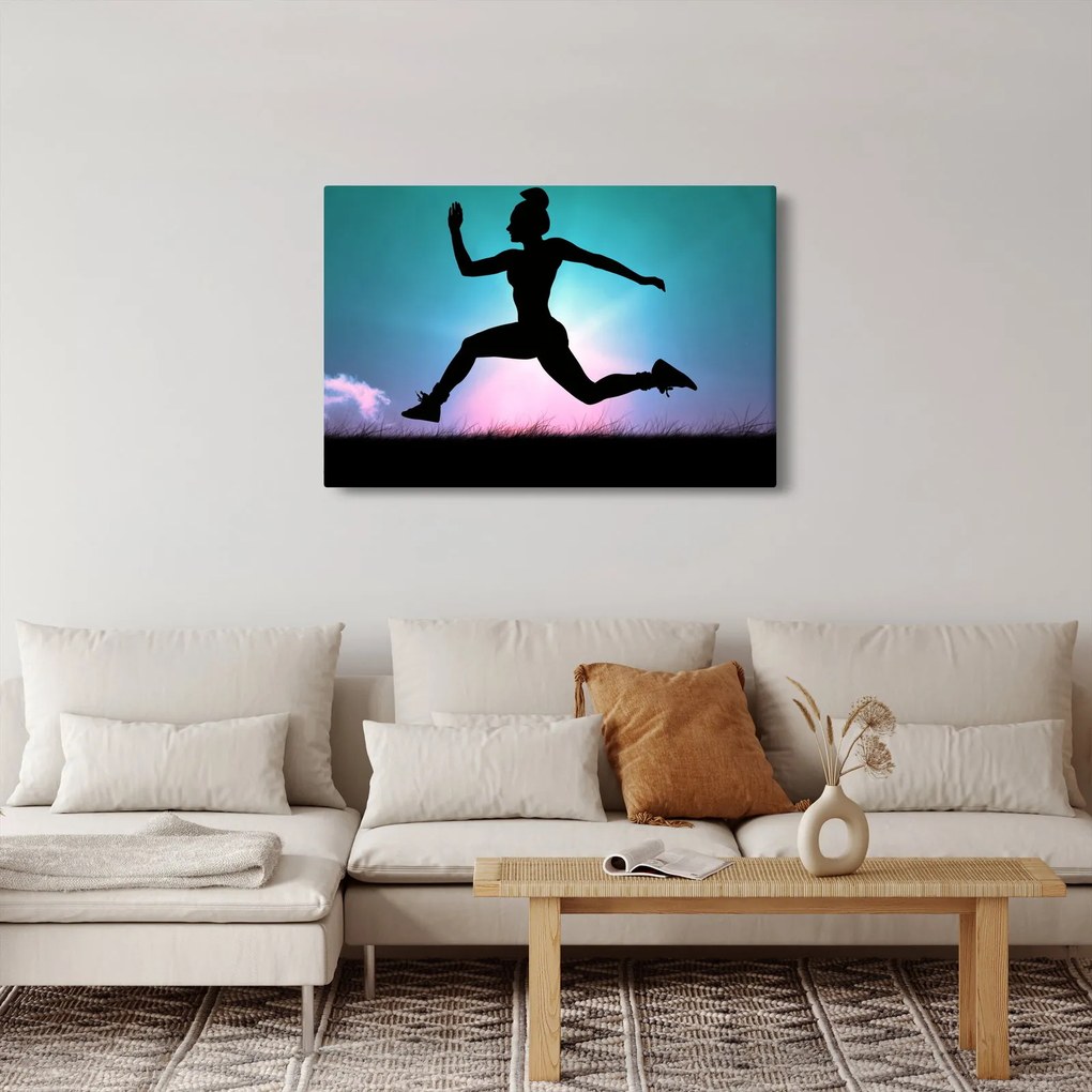 Tablou cu silueta feminină sărind (90x60 cm)