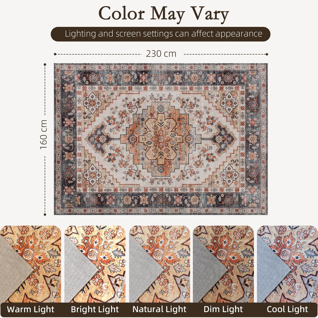 HOMCOM Covor cu Fir Scurt Boem Antiderapant și Lavabil 230x160 cm Maro | Aosom Romania