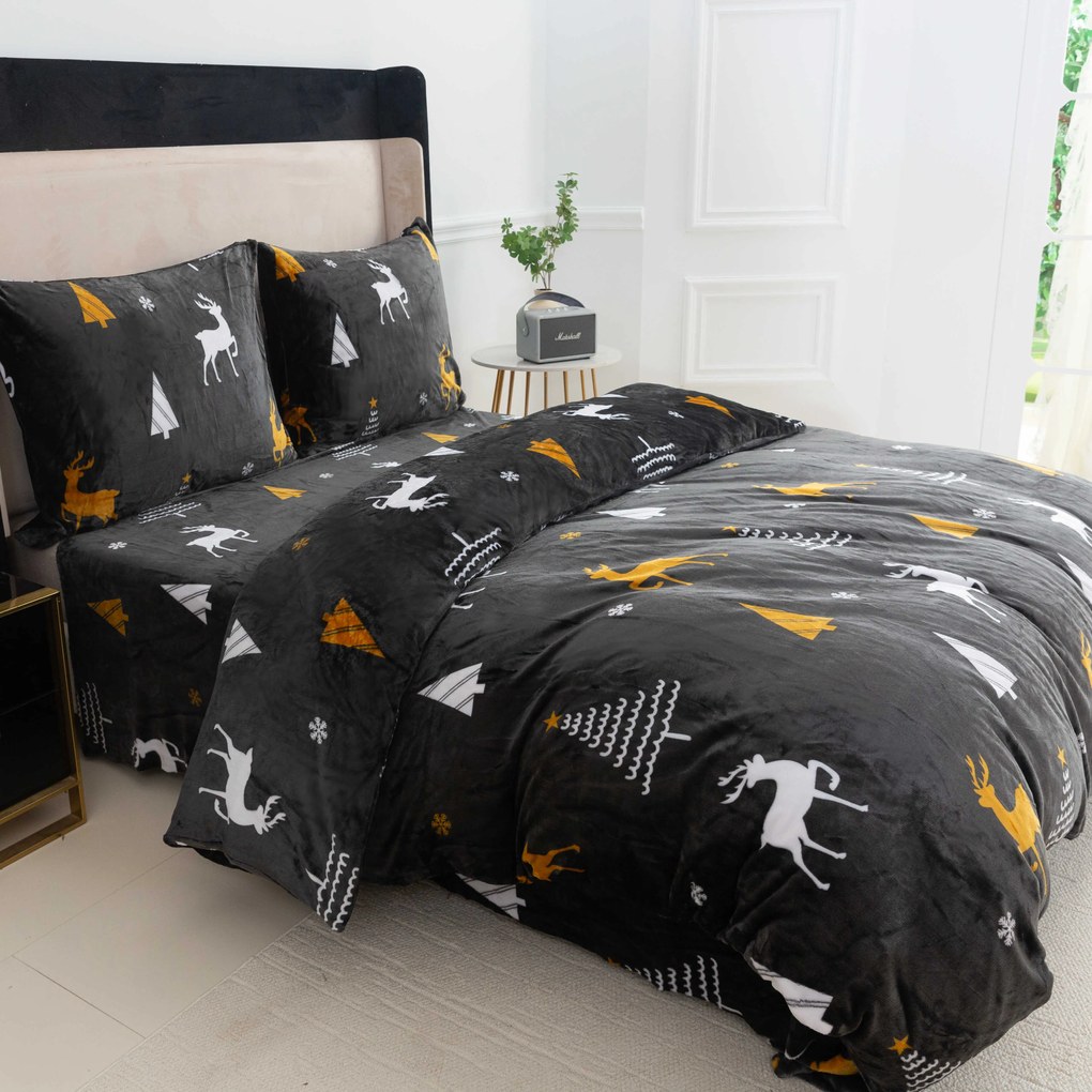 Lenjerie cocolino WHITE TREES gri inchis Dimensiune lenjerie de pat: 70 x 90 cm | 140 x 220 cm