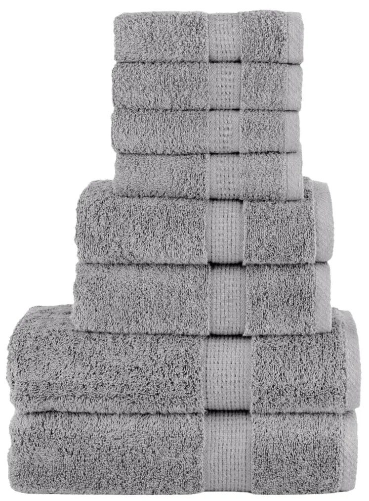 vidaXL Set de prosoape premium SOLUND, 8 piese, gri, 600 g/m²