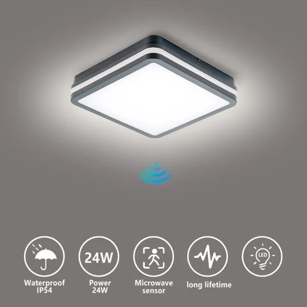 Brilagi - Corp de iluminat LED de exterior cu senzor BENE, LED/24W/230V, 26x26 cm, IP54