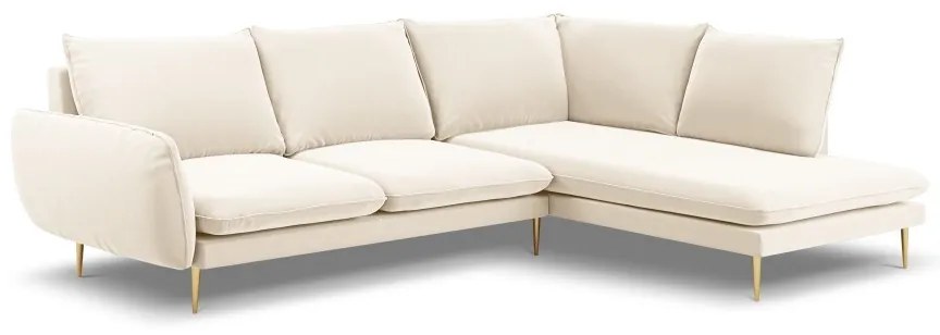 Coltar Vienna 6 locuri velvet picioare aurii L275 cm