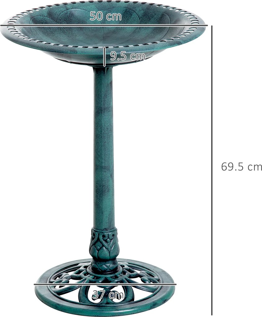 Outsunny Baie pentru Păsări de Grădină Exterior cu Design Floral și Finisaj Îmbătrânit, Ușoară și Rezistentă, Verde | Aosom Romania