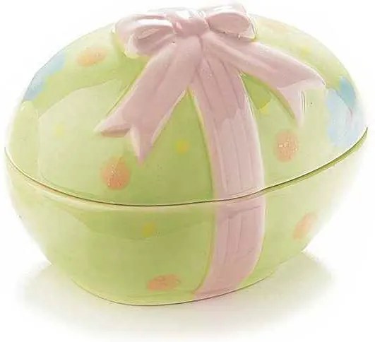 Ou Paste decorativ verde cu capac 8 cm x 11 cm x 8 h