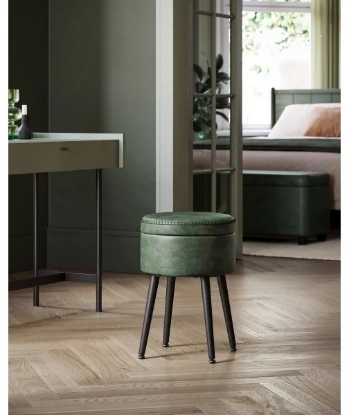 Taburet din piele CORE, verde