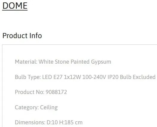 Pendul design decorativ Ghips, DOME