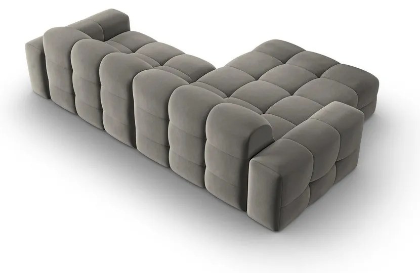 Colțar gri cu tapițerie din catifea (pe partea stângă) Kendal – Micadoni Home