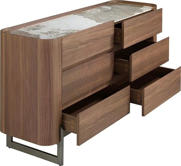 Comoda 6 sertare deosebita design LUX Walnut-Marble