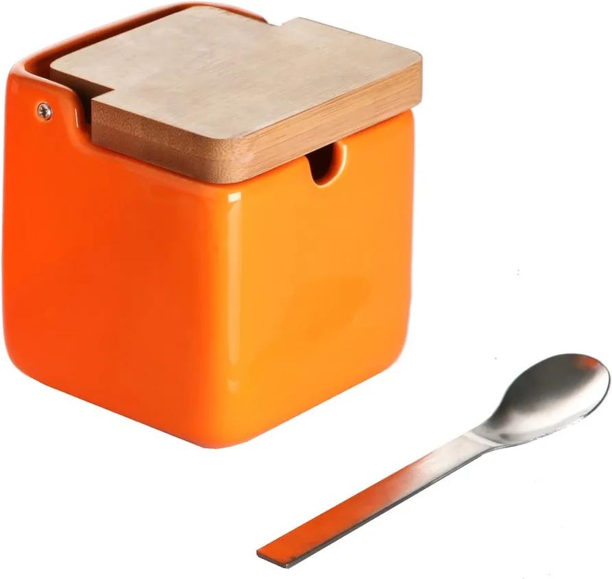 Set zaharniță și linguriță Versa Spoon Wood, portocaliu