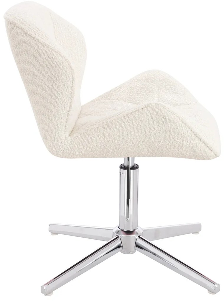 HR111CROSS Scaun Crem Boucle cu Bază Cromata