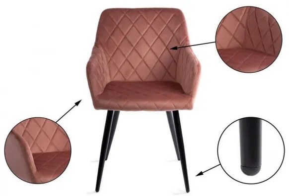SET 2 scaune de dining RICO, roz, design modern