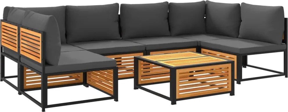 vidaXL Set canapele grădină cu perne, 7 piese, lemn masiv acacia