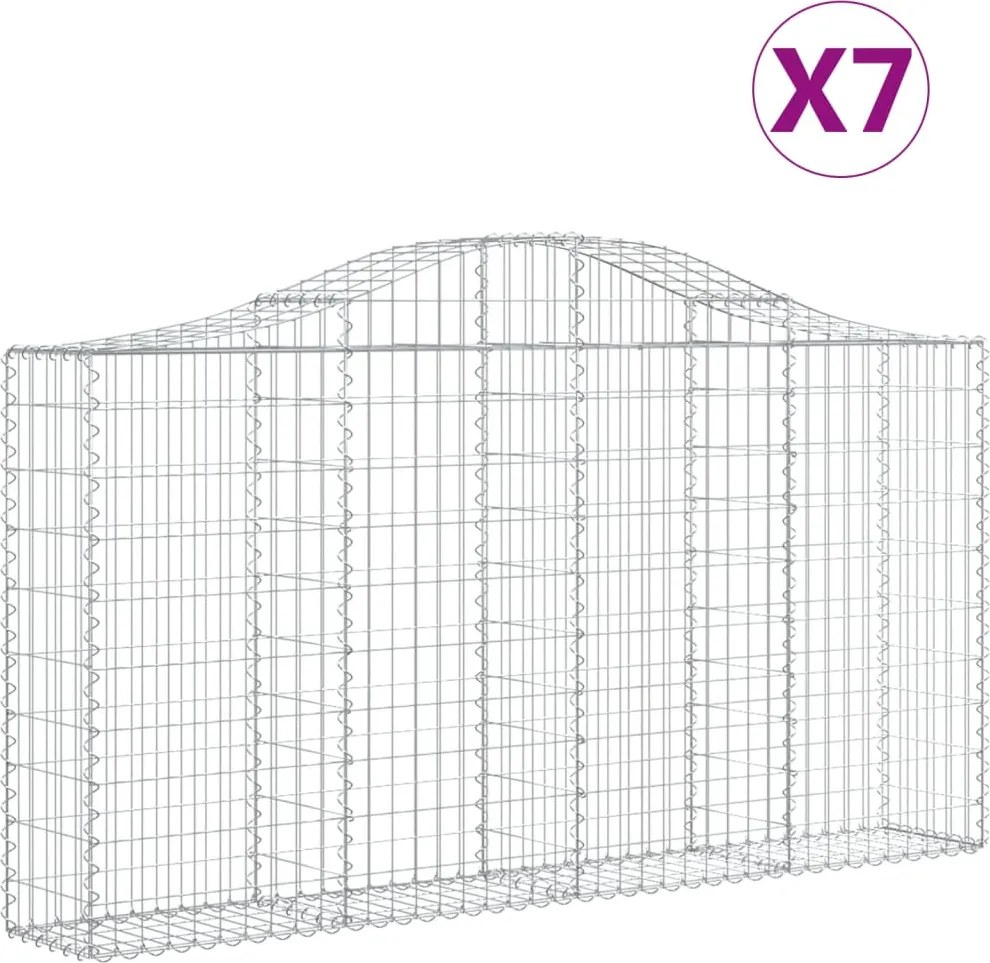 vidaXL Coșuri gabion arcuite 7 buc, 200x30x100/120 cm fier galvanizat