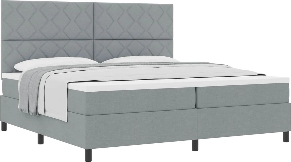 vidaXL Pat cu arcuri cu saltea Gri deschis 200 x 200 cm țesătură