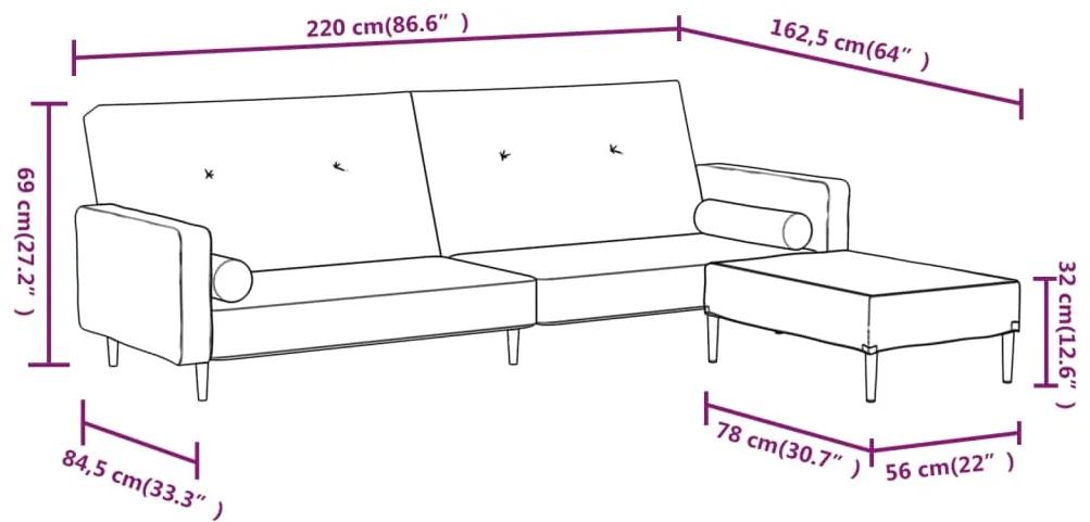 Canapea extensibila 2 locuri, cu taburet, rosu vin, canapea Bordo, Cu suport de picioare