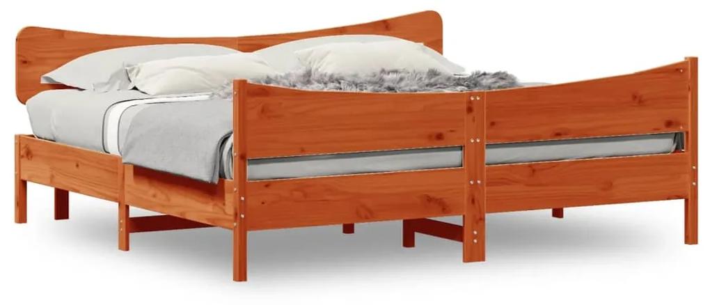3216374 vidaXL Cadru de pat cu tăblie, maro ceruit, 180x200 cm, lemn masiv pin