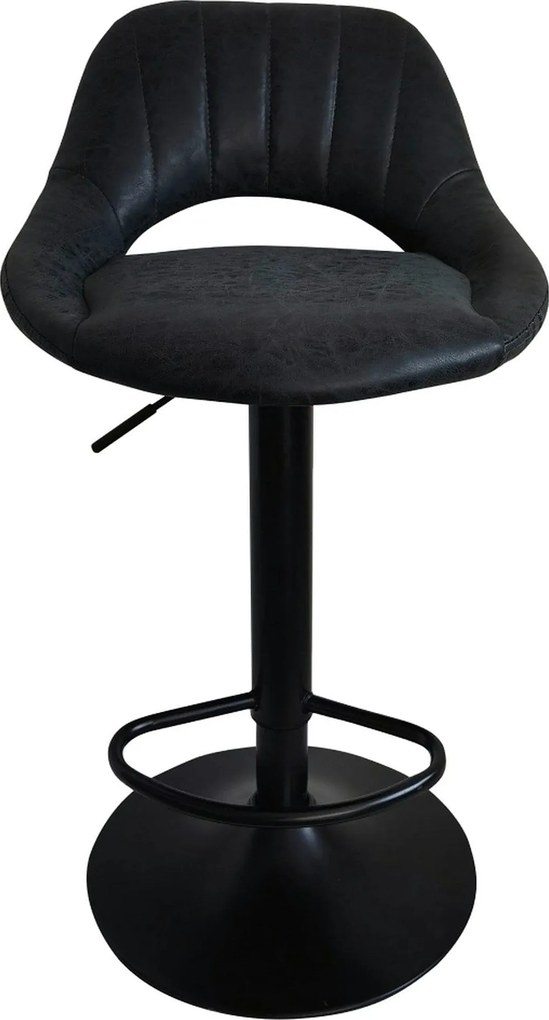 Scaun bar LORASA NEW, negru, piele intoarsa/metal, 45x45x82/102 cm