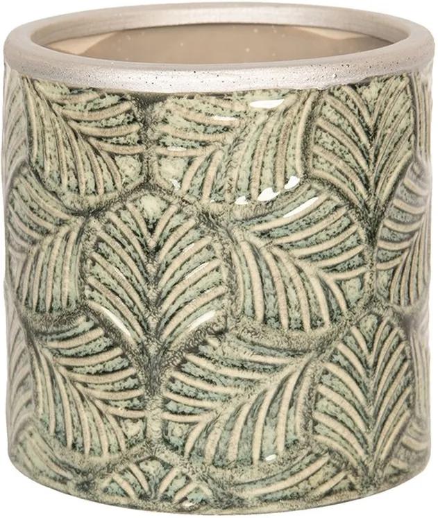 Ghiveci pentru flori din ceramica verde vintage Ø 15 cm x 15 cm