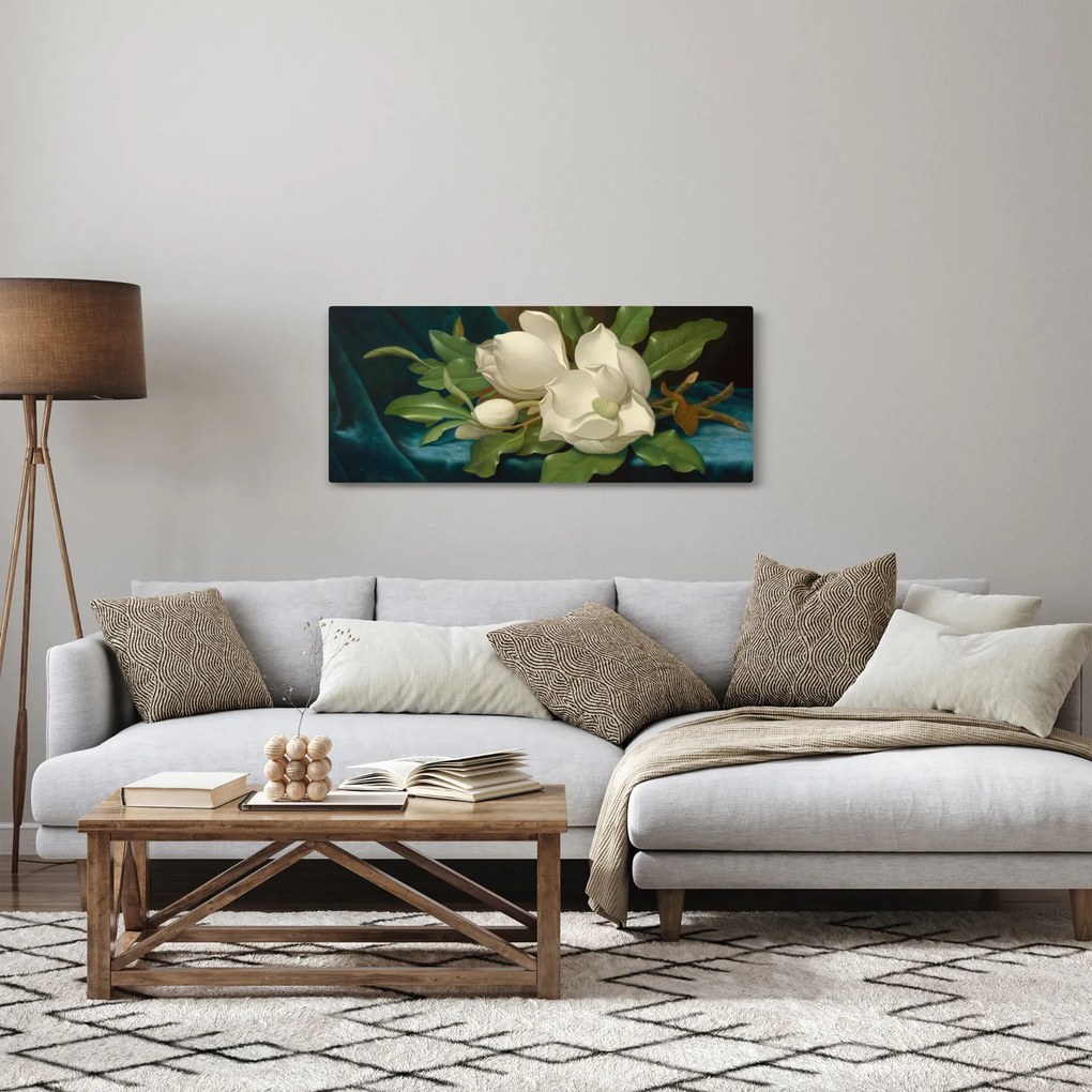 Tablou - Martin Johnson Heade, Giant Magnolias on a Blue Velvet Cloth, reproducere (120x50 cm)