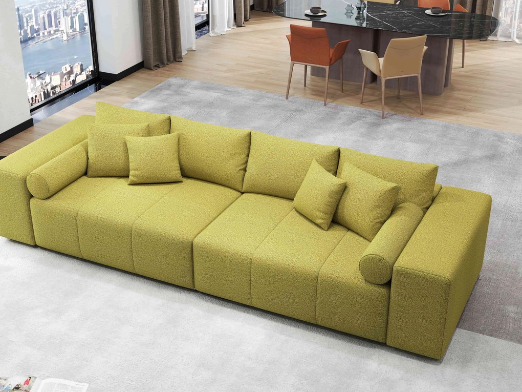 Canapea extensibilă dumonde cu ladă de depozitare si sezut confortabil din spuma high-density, Marbela Enjoy Green XXL 295x100 cm