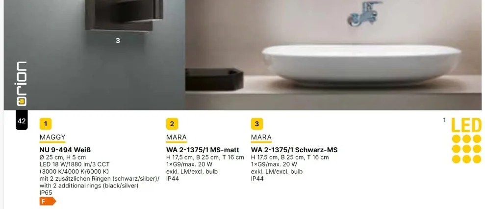 Aplica pentru baie design modern IP44 MARA negru/alama