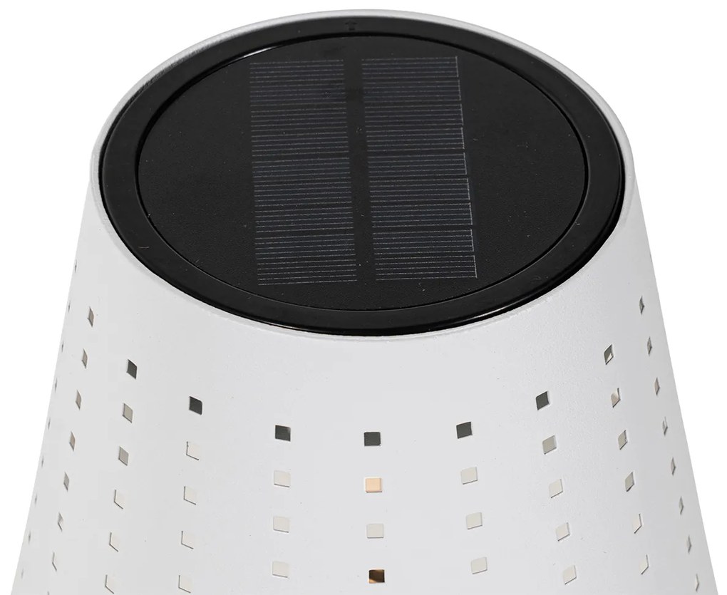 Lampă de masă de exterior albă cu LED integrat, reglabil în 3 trepte, reîncărcabilă și solară - Ferre
