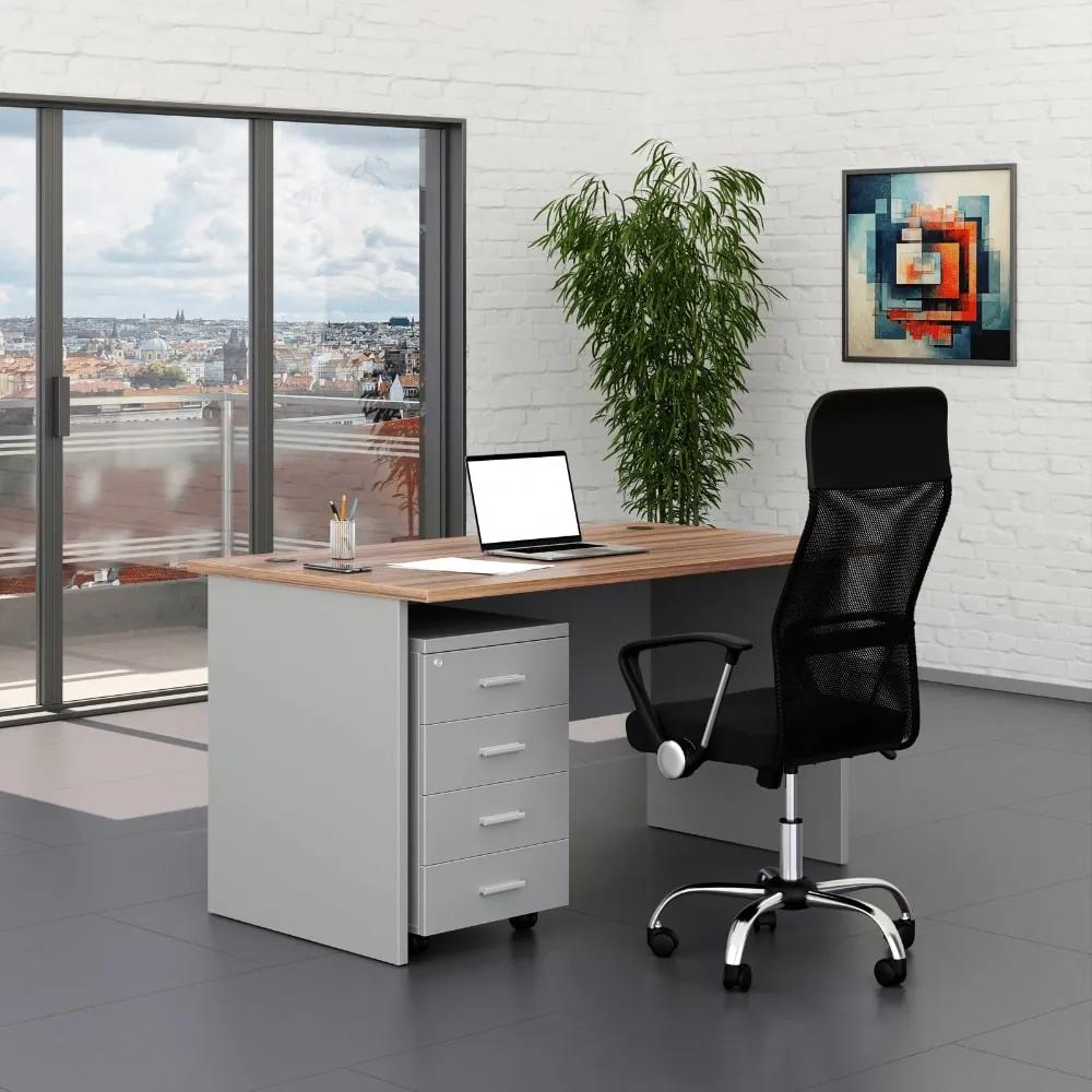 Set mobilier birou SimpleOffice 1, 140 cm, gri / nuc