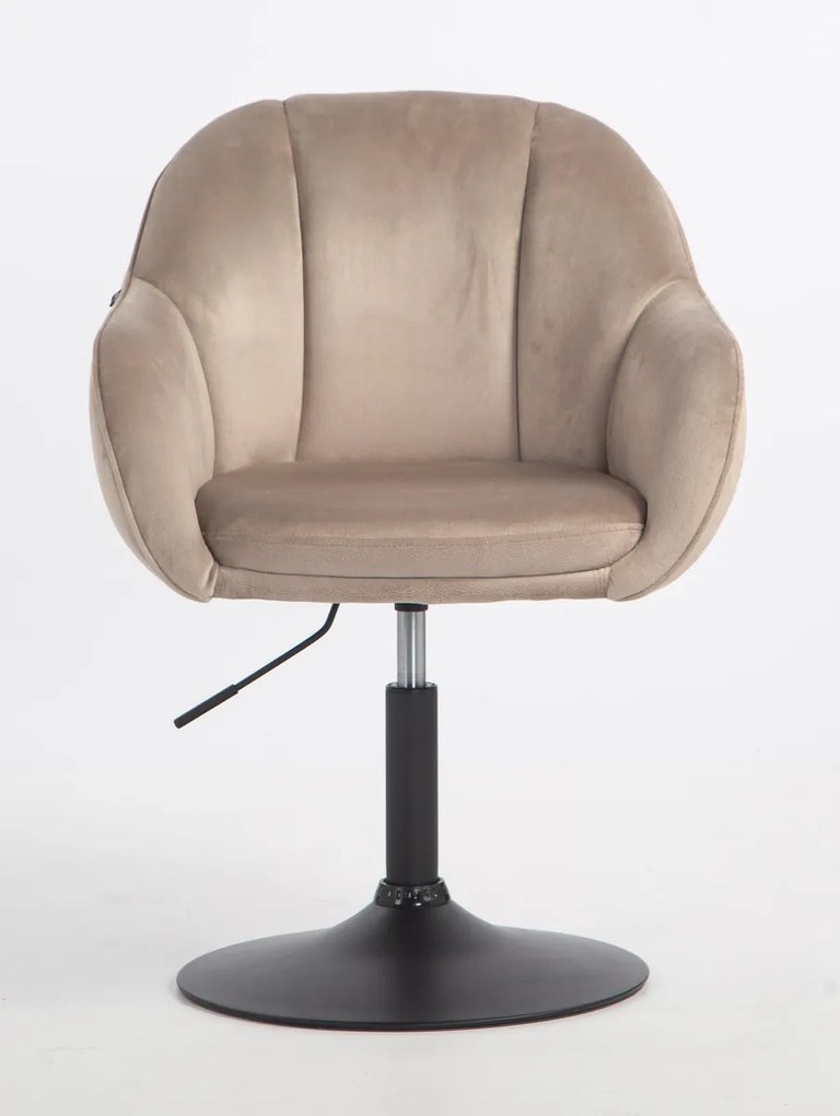 HR2055N Scaun Latte din Catifea cu Bază Neagră