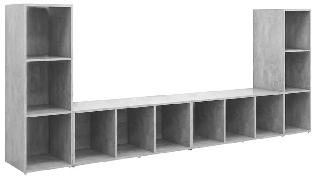 Comode TV, 4 buc., gri beton, 107x35x37 cm, PAL 4, Gri beton