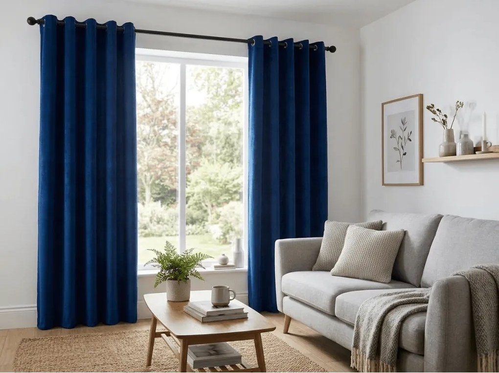 Draperie opaca ELVIO VELVET 140x250 cm, albastru marin Agatat: Rejansa