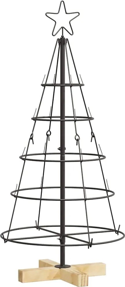 vidaXL Brad de Crăciun în Formă de Con cu suport Negru 90 cm Oțel