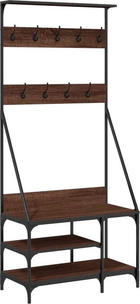 vidaXL Suport de haine cu raft pantofi, stejar maro, 80x40x184 cm