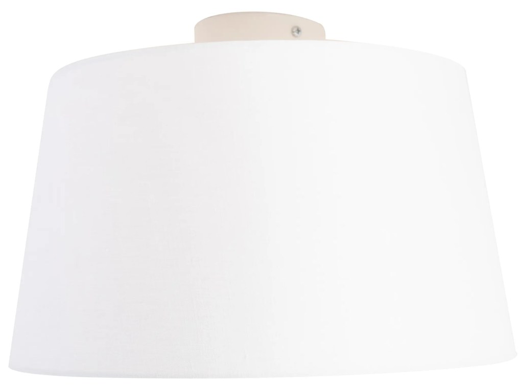 Plafoniera cu abajur din in alb 35 cm - Combi alb